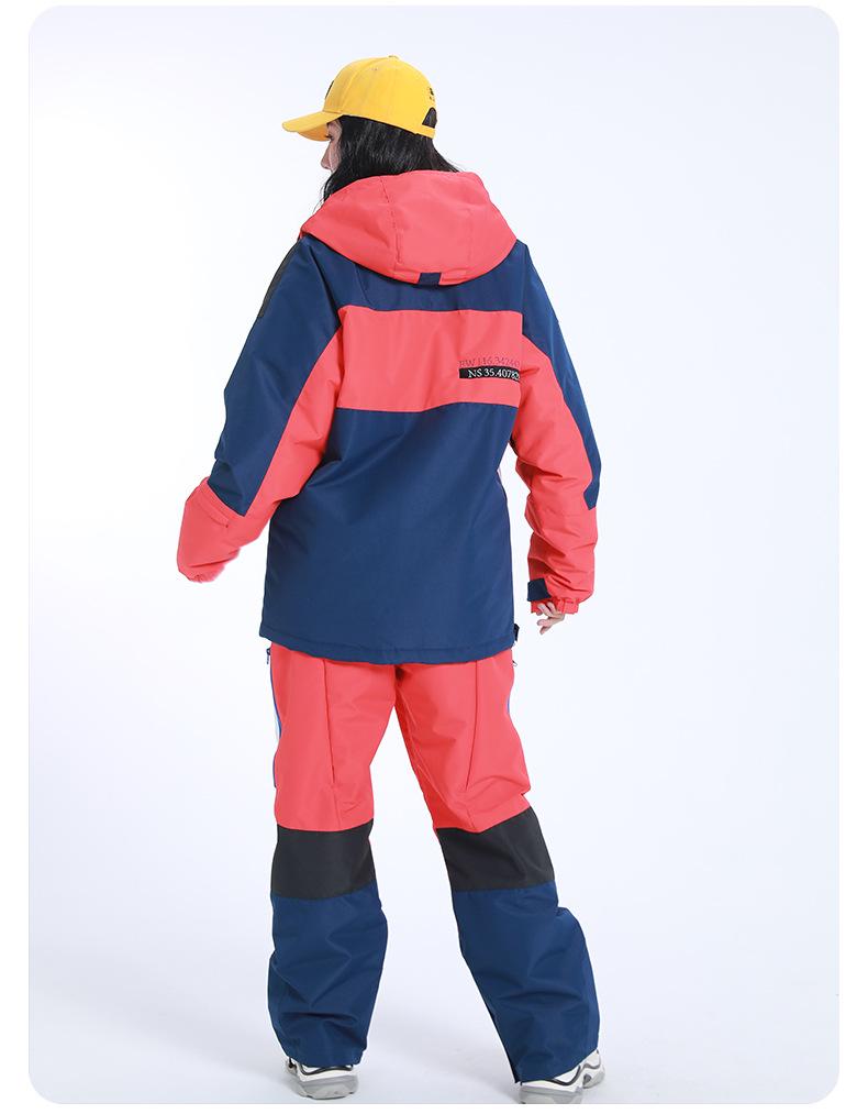 Unisex Two-Piece Ski Suit: Windproof, Waterproof, and Warm with Thickened Top and Ski Pants