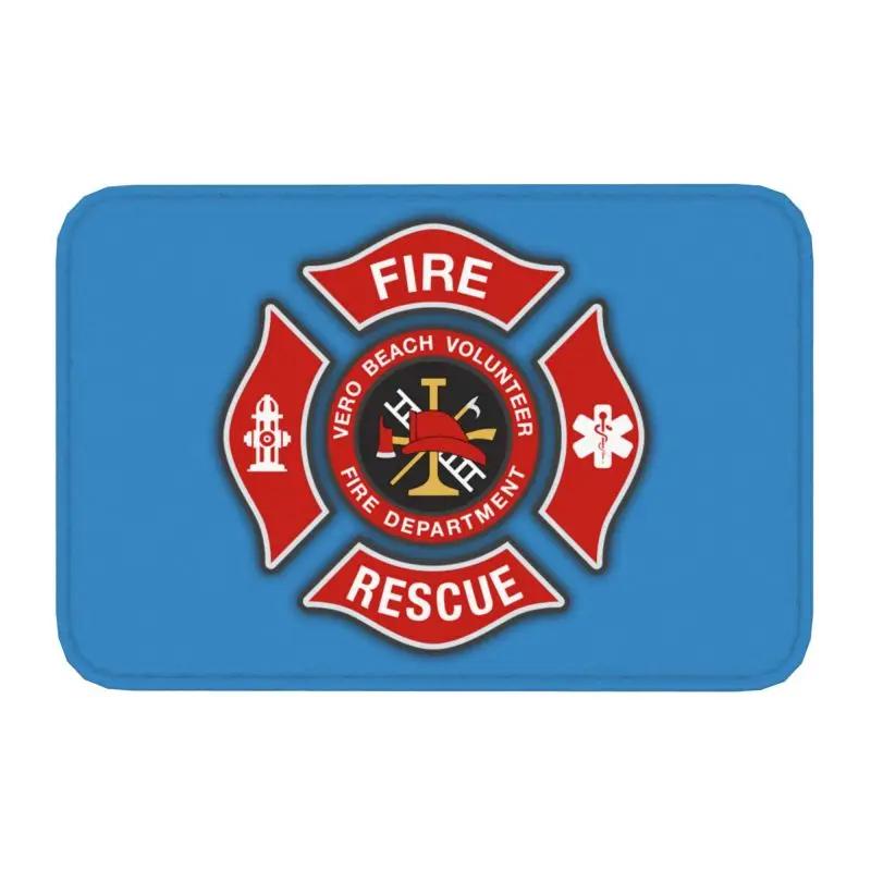 Custom Firefighter Skull Doormat Non-Slip Entrance Kitchen Bath Floor Door Mat Fireman Fire Rescue Garage Carpet Rug 40x60cm