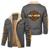 Mens Winter Fleece Lined Cotton Jacket Slim Fit Stand Collar Sport Coat With Graphic Prints European Size