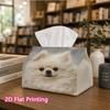 1pc, 2D Flat Printing, Tissue Box White Pomeranian Dog Portrait Pattern Printing Party Tissue Box, Multifunctional Kitchen And Dining Table, Coffee Ta