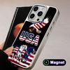 USA America Flag Silver Plating Magsafe Mobile Phone Case for iPhone 17 16 15 14 13 12 11 Air Pro Max Plus Colorful Cover
