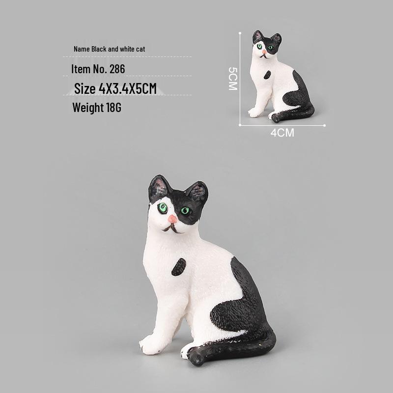 Children's Black and White Kitten Simulation Set - Toy Cat Figurine