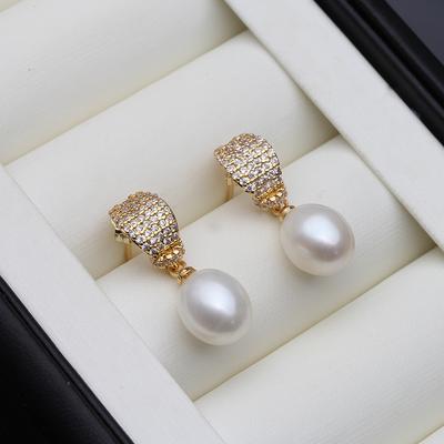 Natural Freshwater Pearl Drop Earrings,Real Pearl Elegant Earrings Gold Plated White Pearl Earrings Fine Jewelry Birthday Gifts