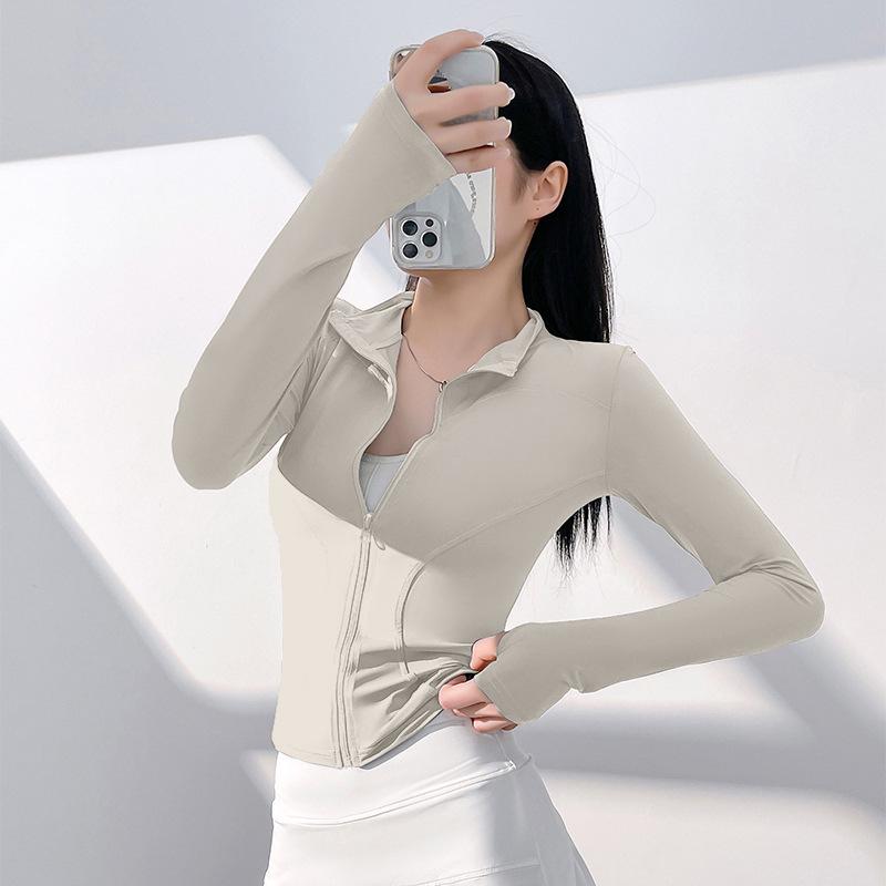 

Женская спортивная куртка Juyi Hall облегающего кроя со стойкой воротником для фитнеса, бега и йоги S