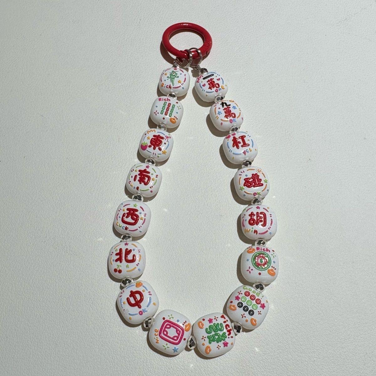 

Orignal MahJong China Design Phone Strap Lanyard For iPhone 15 CCD Camera Airpod Schoolbag Ins Korea DIY Bead Classic Cases Gift pc