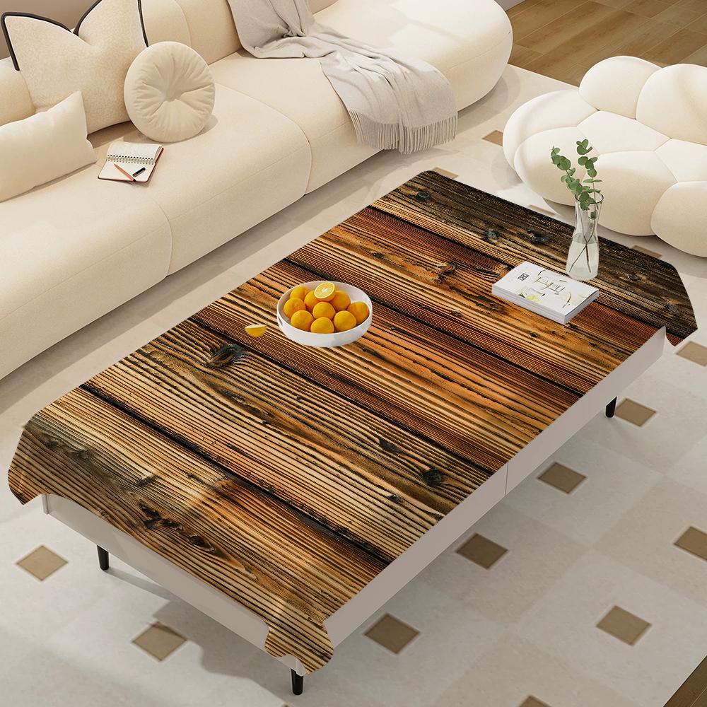Beautiful Wood Rectangular Tablecloths Washable Wedding Party Kitchen Dining Living Room Birthday Decoration Table