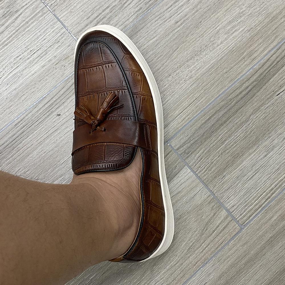 Fashion Big Size 38 to 50 Tassel Loafer Men Casual Shoes Cow Genuine Leather Slip-On Soft Sole Daily Party Shoe Sneakers Wedding Shoes