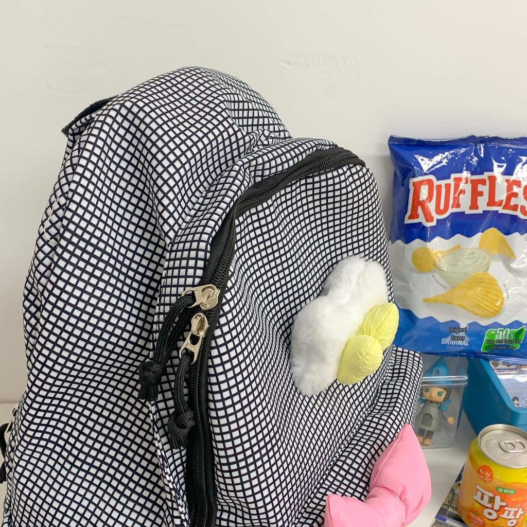 Módní mládežnický batoh 2024: Roztomilý, Všestranný, Velkokapacitní, Jednobarevný s doplňkem panenky