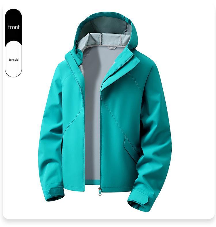 Unisex Windproof Softshell Workwear Jacket, Trendy Hooded Windbreaker for Spring & Autumn Outdoors.