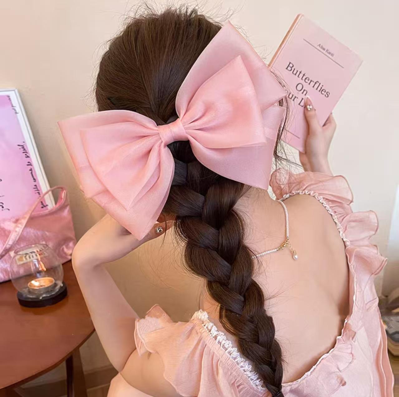 Princess on the Run Gauze Bow Hair Clip: Elegant, Sweet, and Versatile Women s Accessory розовый