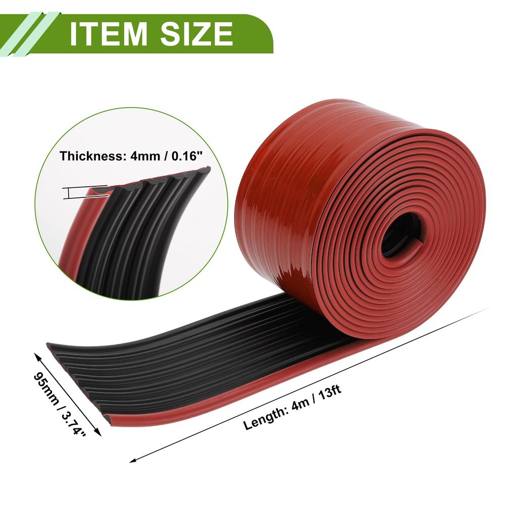 HOPESPANNER Universal X Car Side Skirt Adjustable Side Edge Guard 1 13' 3.74" Protector, PVC, Piece, Black/Red