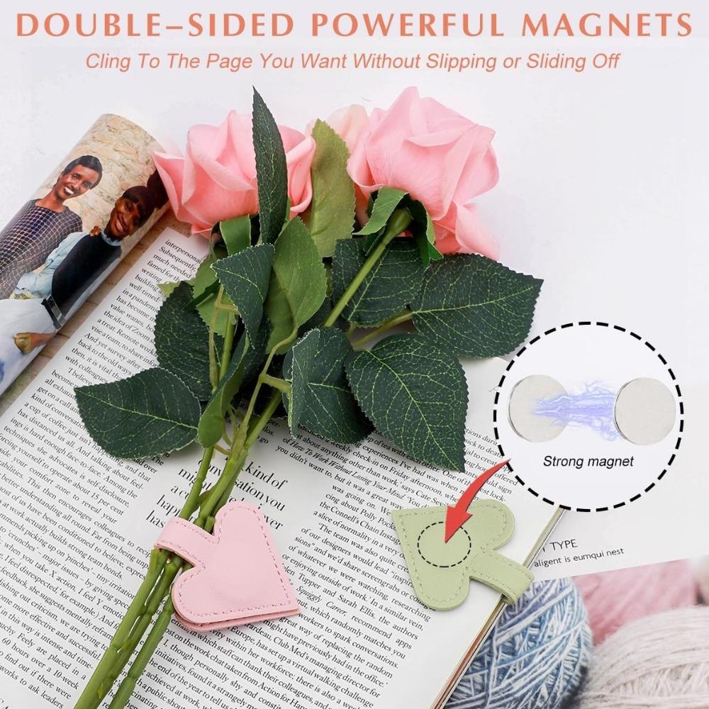 Leather Magnetic Bookmark Heart Shape Book Markers High Quality Page Divider  Reading Lovers Gift