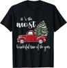 Red Vintage Truck Christmas Tree T-shirt