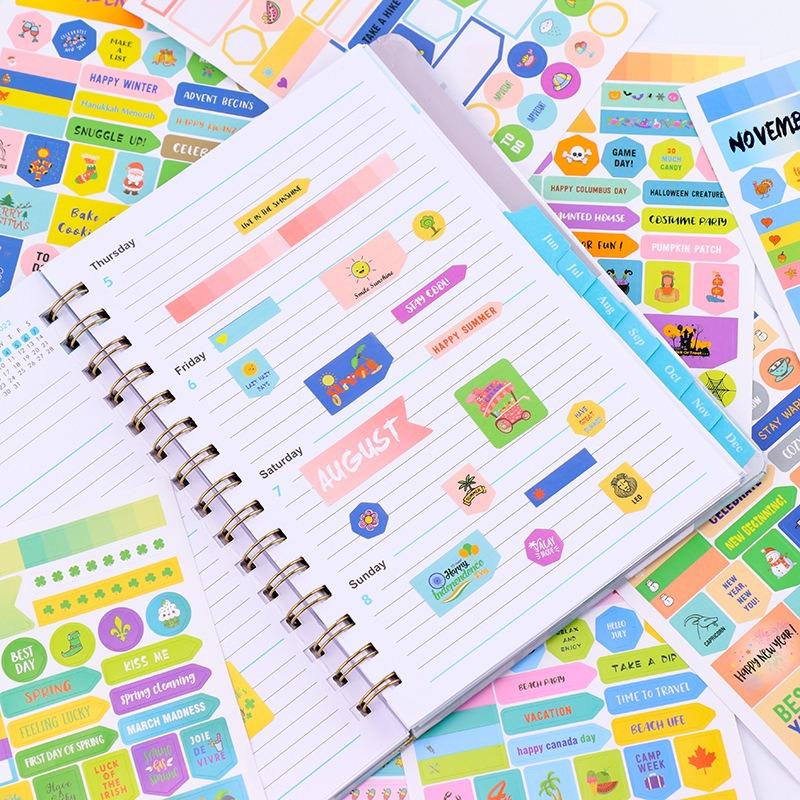 High Aesthetic Ins Style Self Adhesive Diy 12 Month Planner Stickers For Hand Account