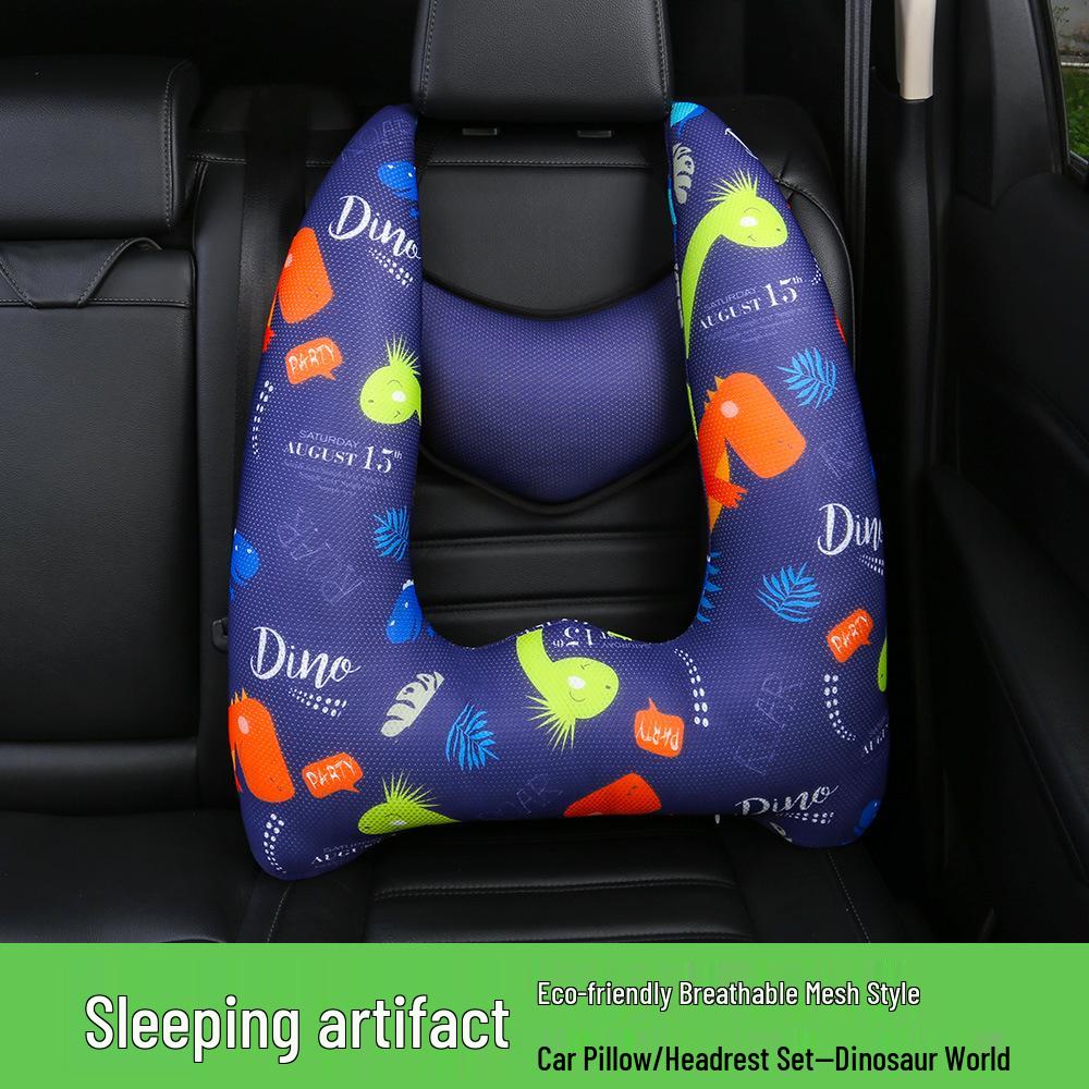 Children's Cartoon Car Headrest Neck Pillow & Lumbar Support Cushion