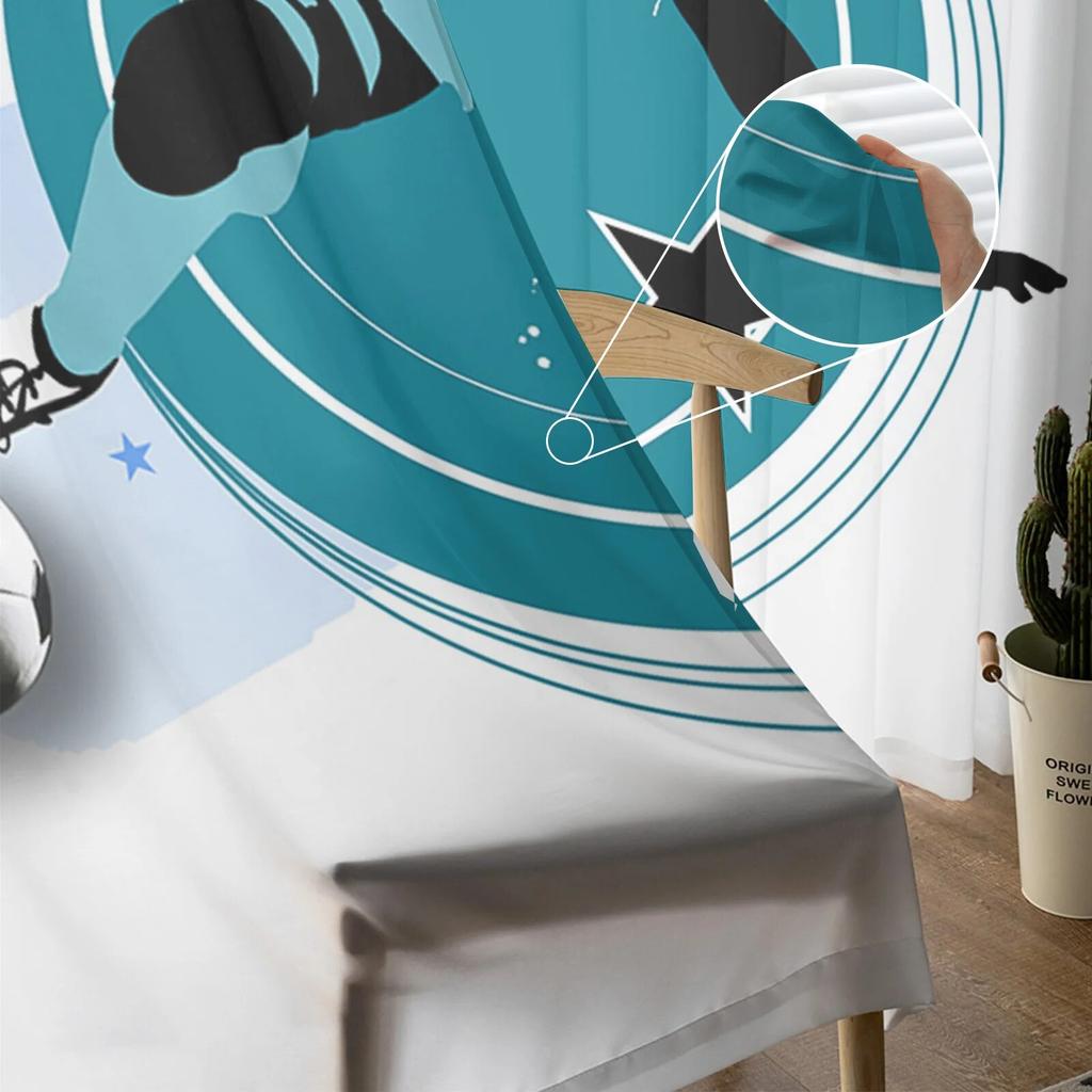 Fußballspieler-Silhouette, transparente Vorhänge für Wohnzimmer, Küche, Fenstervorhänge, Schlafzimmer, Tüll-Voile-Vorhänge