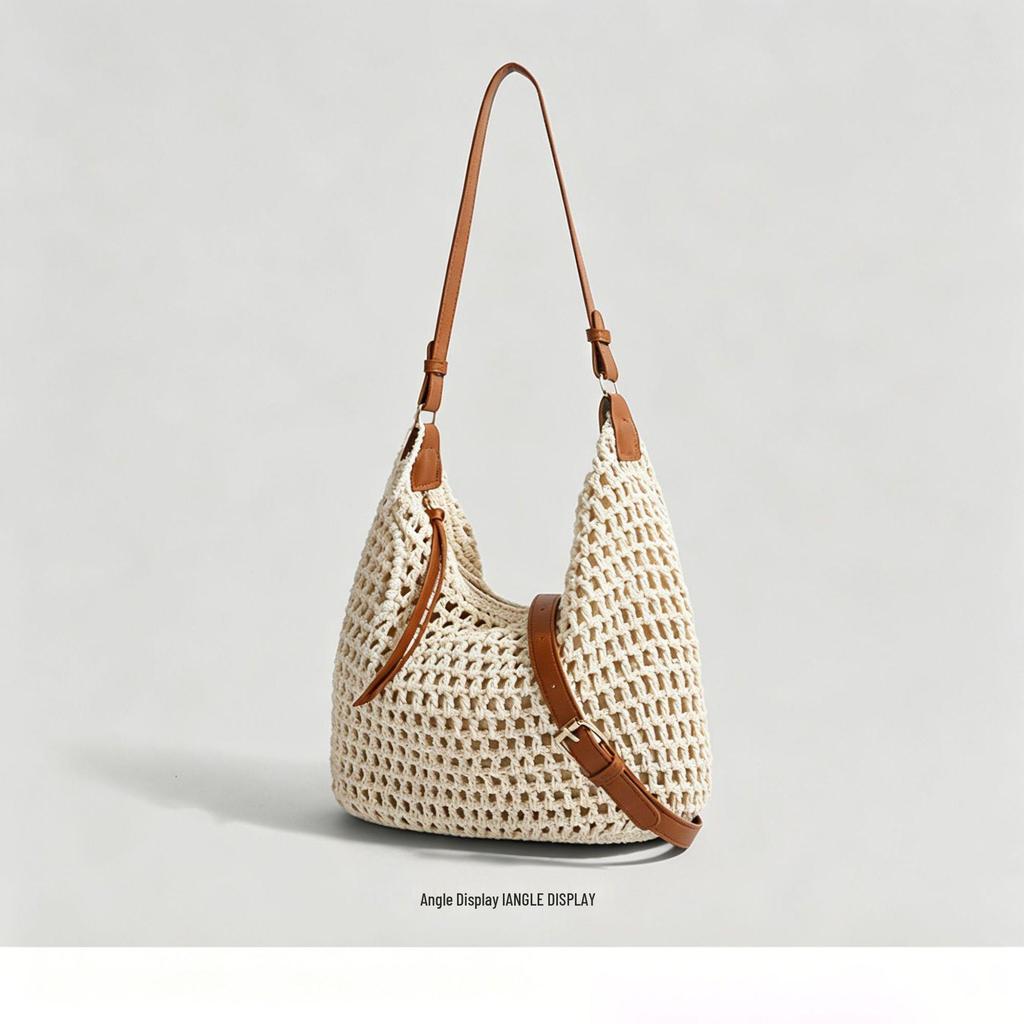2026 Fashionable Seaside Resort Women's Large Capacity Straw Woven Crossbody Tote Bag