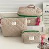 2025 New 3 Bags Set Women Makeup Bag Large Capacity Cosmetic Toiletry Storage Pouch Handbag Make Up Square Zipper Quilting Bag