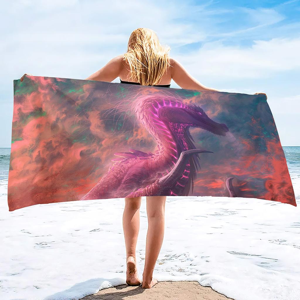 Toallas de Playa de Microfibra de Dragón, Toalla Oversize Absorbente Suave para Piscina Natación para Adultos Adolescentes Tamaño Grande