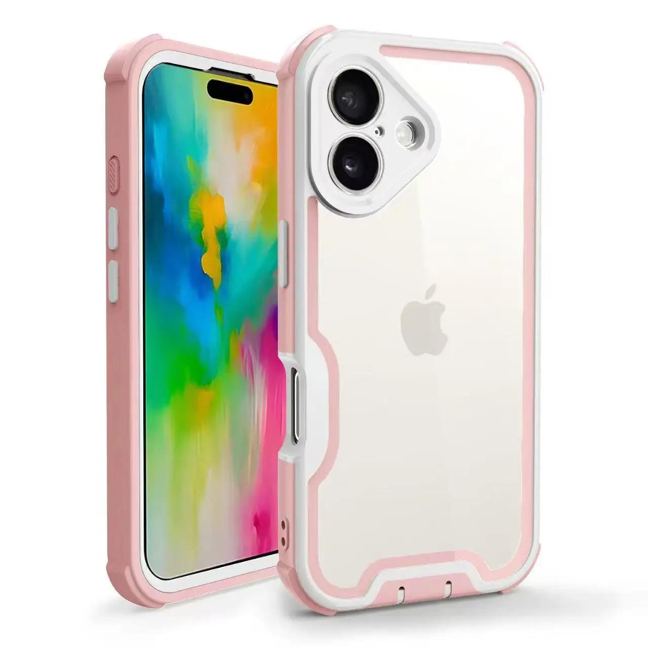 

Luxury 4 in 1 lens protection new transparent shock resistant protective case for iPhone 16 15 14 13 12 Pro Max Plus phone case For iPhone12