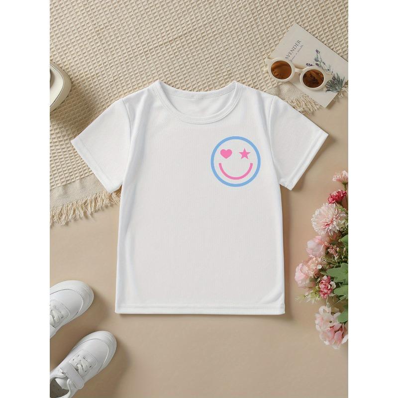 Summer Fashion Girls' Short Sleeve T-Shirt Sassy Little Soul Letter Elements Double-Sided Print Casual Versatile Top