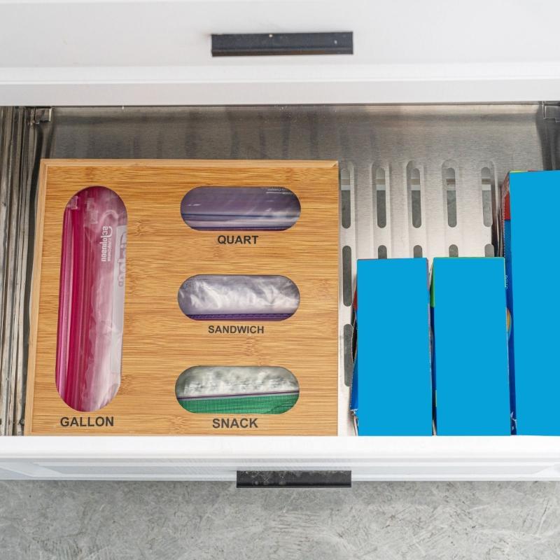 Bamboos Organizers With Multiple Compartments Dustproof Storage For Kitchen Countertop