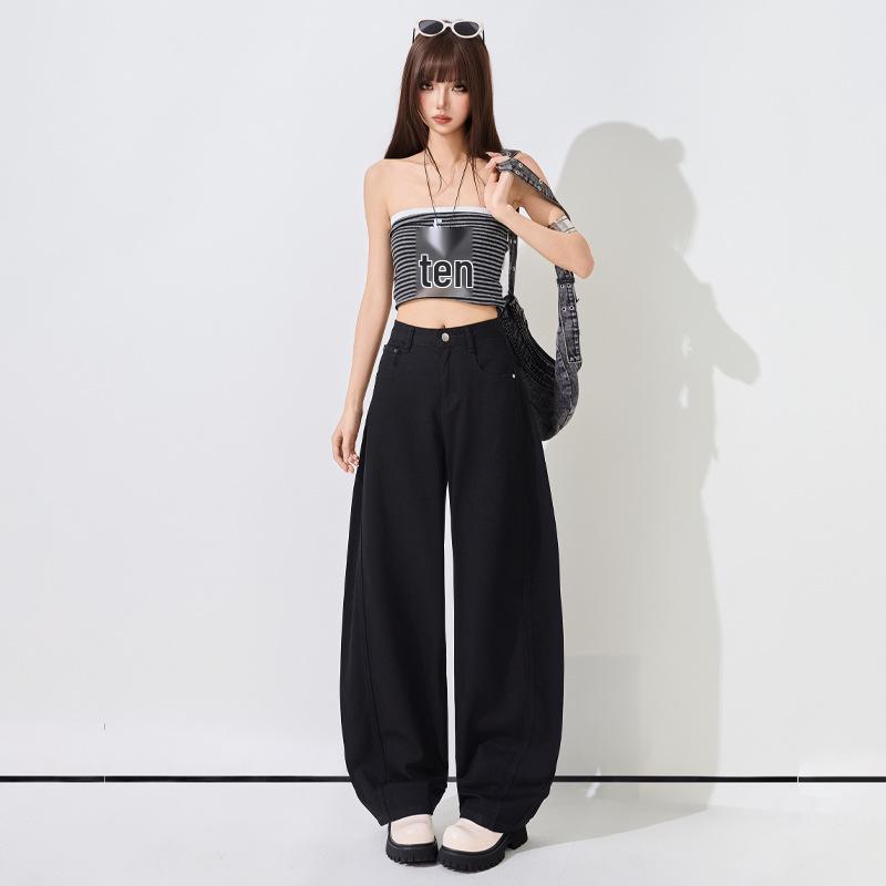 Women s Super Soft White Linen Cropped Wide-Leg Jeans - 2026 Spring/Summer Collection L