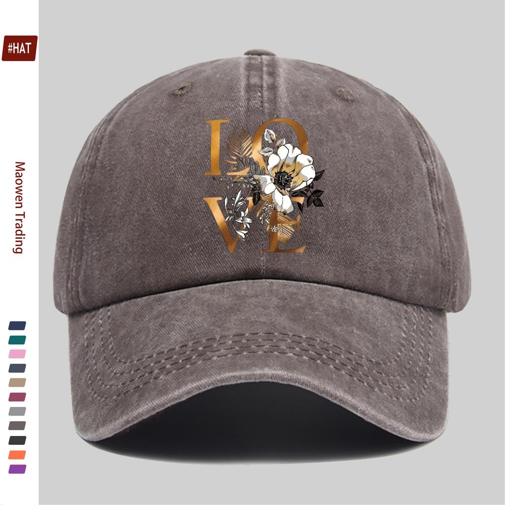 Pc Pcs Adjustable Trucker Baseball Cap with LOVE Print  Watercolor Floral Design  Lightweight Suitable for Men  Women Mult