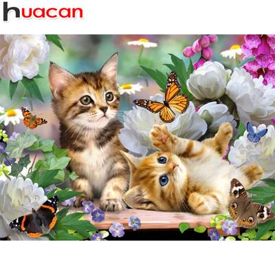 Elmas Mozaik Hayvan Elmas Boyama Tam Yuvarlak Kediler Elmas Nakış Çapraz Dikiş Çiçekler Rhinestones El Sanatları