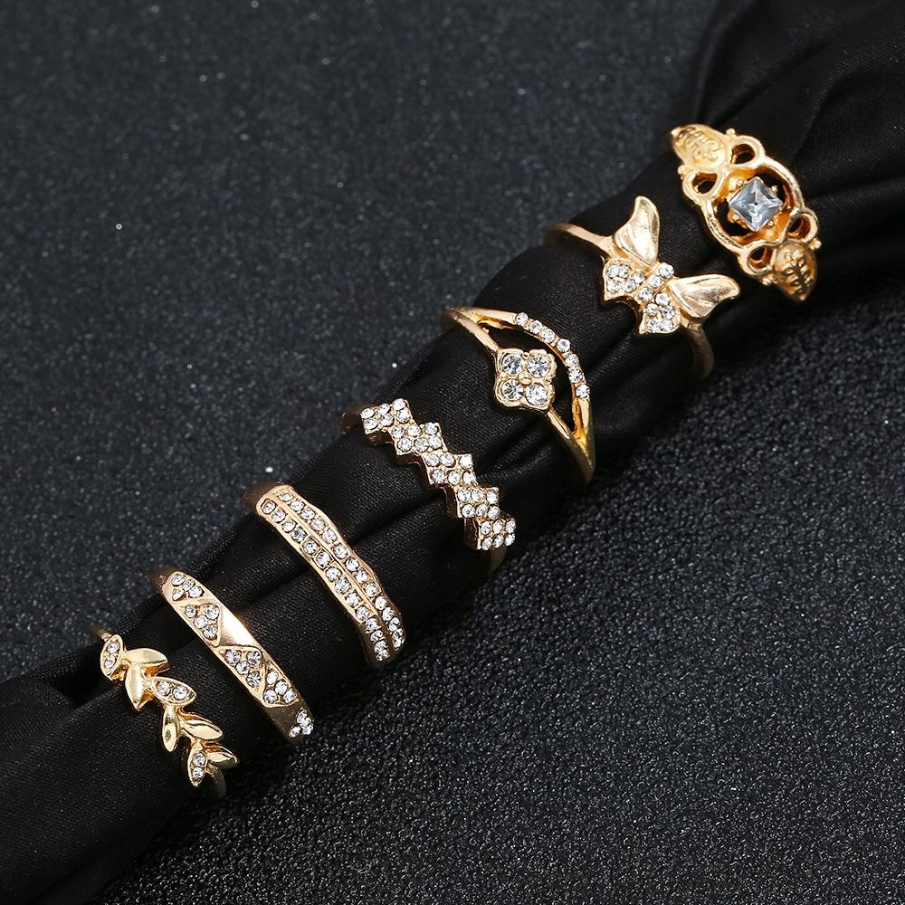 Gold Retro Punk Boho Ring Set 70