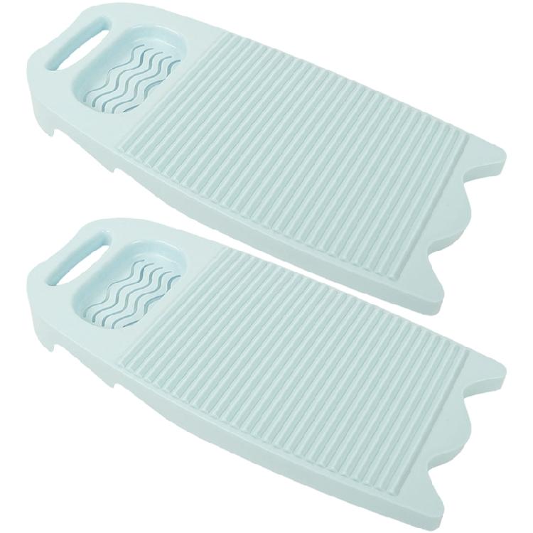 2 шт. Толстая пластиковая доска для ручной стирки Очень большая Нескользящая текстурная основа Многофункциональная стиральная доска Аксессуар для домашней стирки светло-синий