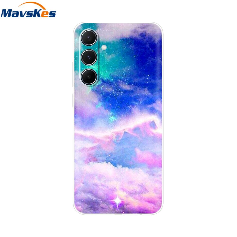 For Samsung Galaxy M35 5G Case Cute Cat Flower Painted Phone Cases For Samsung M35 Case M 35 SM-M356B Silicone Clear TPU Fundas