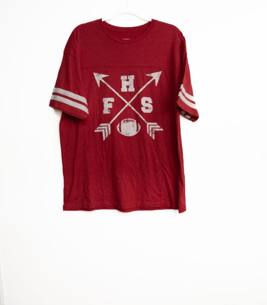Vintage Red Football Graphic T-Shirt HFS Design Short Sleeves Size XL