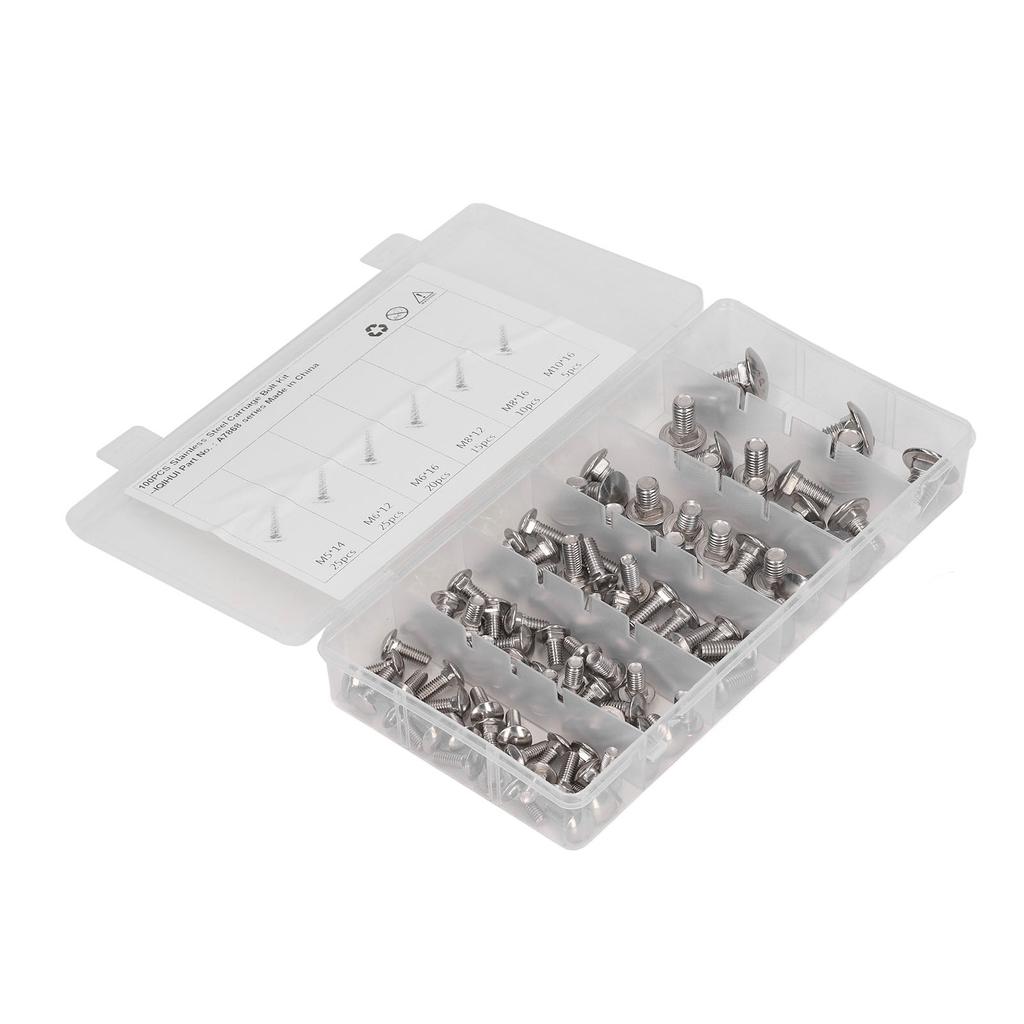 100 Stück Flachkopf Vierkantansatz Schraube Rundwagenmuttern 304 Edelstahl 6 Spezifikationen