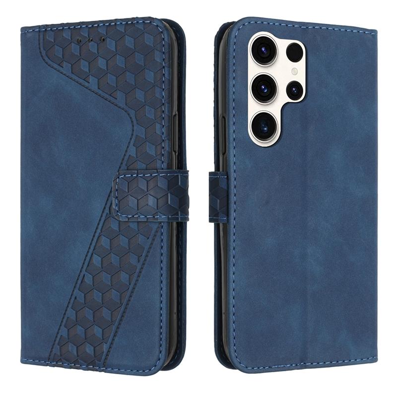 For Samsung Galaxy S24 Ultra Case 3D Geometric Lattice Leather Flip Wallet Case On sFor Samsung S24 Ultra S 24 Plus Phone Cover