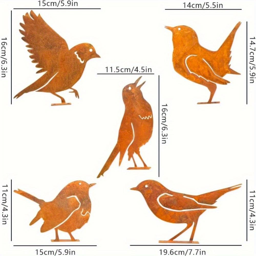 Metal Garden Ornaments Rusty Bird Silhouette Patina Figurines Outdoor Statues for Patio Yard Wall Sculptures