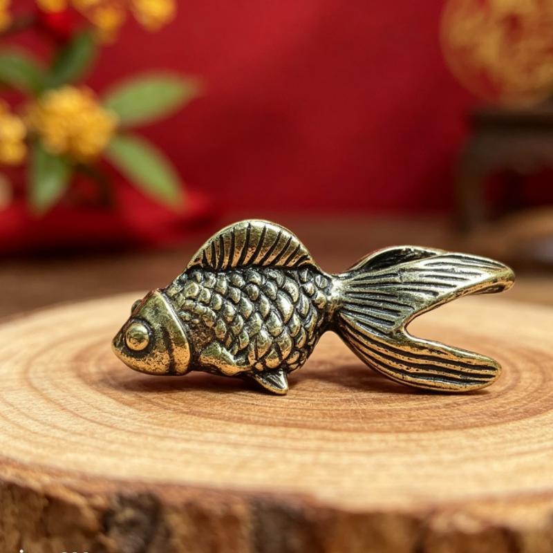 Mini Goldfisch Figuren Retro Messing Glückstier Statue Ornament Heimdekoration Schreibtischdekoration Teetier Niedliche Geschenke