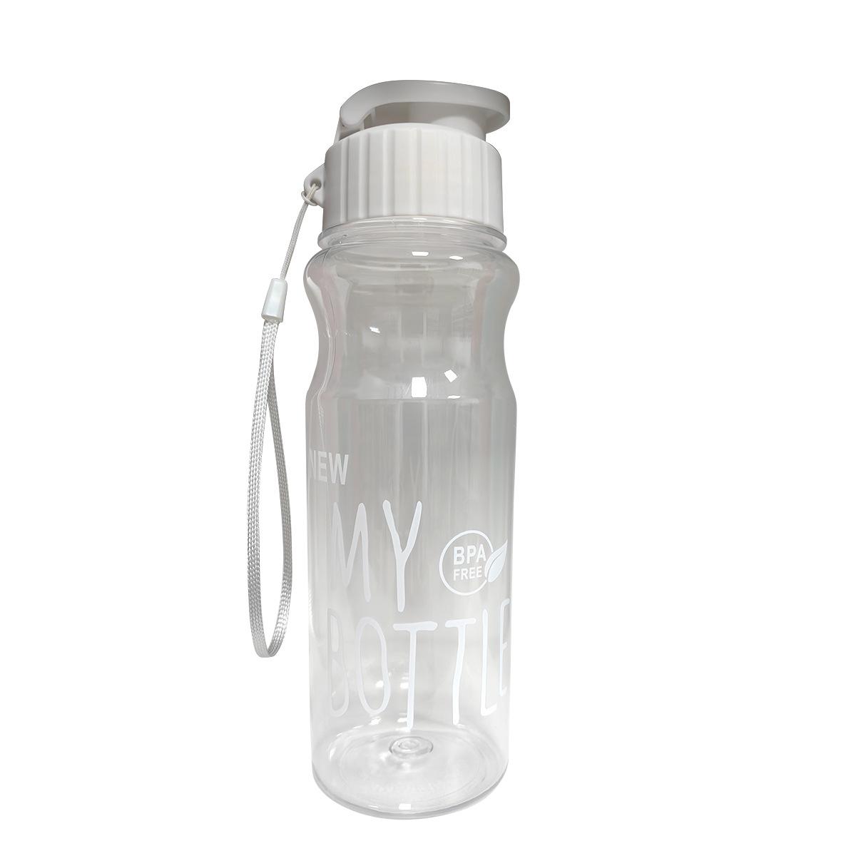 

Large Capacity Portable Press Flip Cover Sports Cup With Handle And Wrist Strap For Outdoor Hiking Running BPA Free Plastic Water Bottle 550ml білий