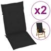 Day and Night - Day and Night High Back Garden Chair Cushion 2 Pcs Black Fabric 120x50x3cm