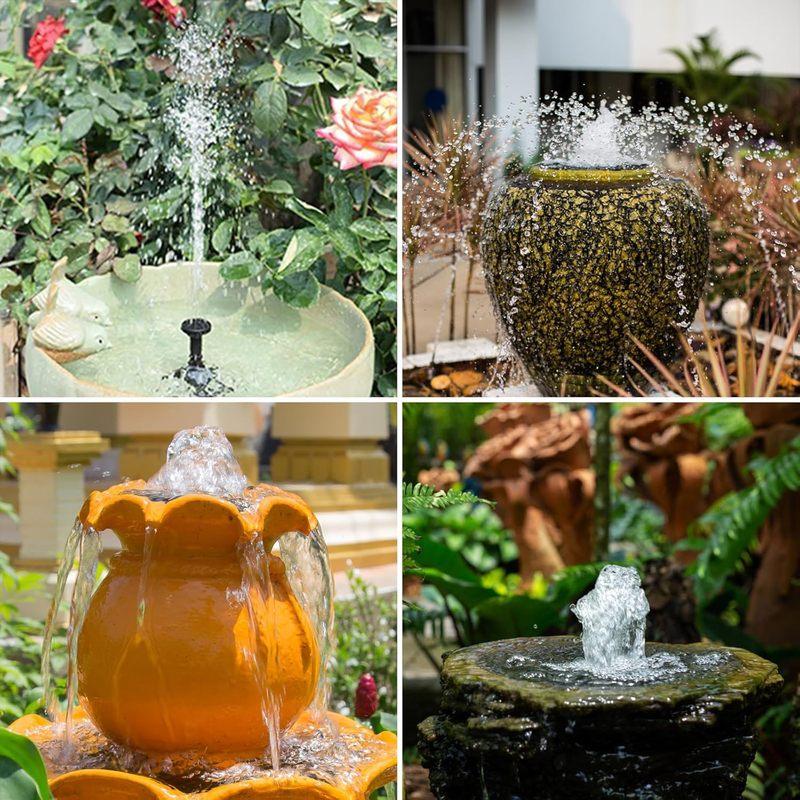 2.5W Solar Fountain Pump with 6 Nozzles for Bird Baths, Ponds, Gardens - DIY Outdoor Water Feature