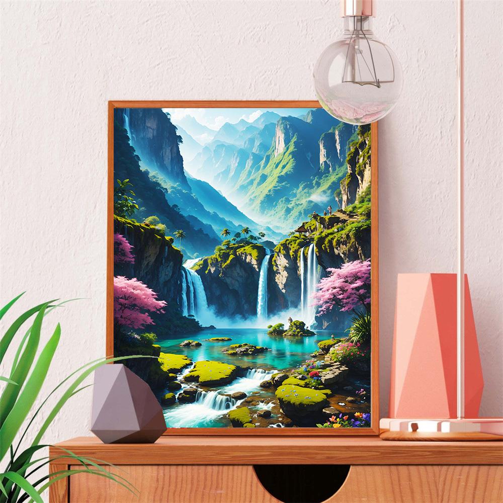 5D Diamond Painting Mosaic Mountain Waterfall Full Square Round Embroidery Natural Landscape Home Decor