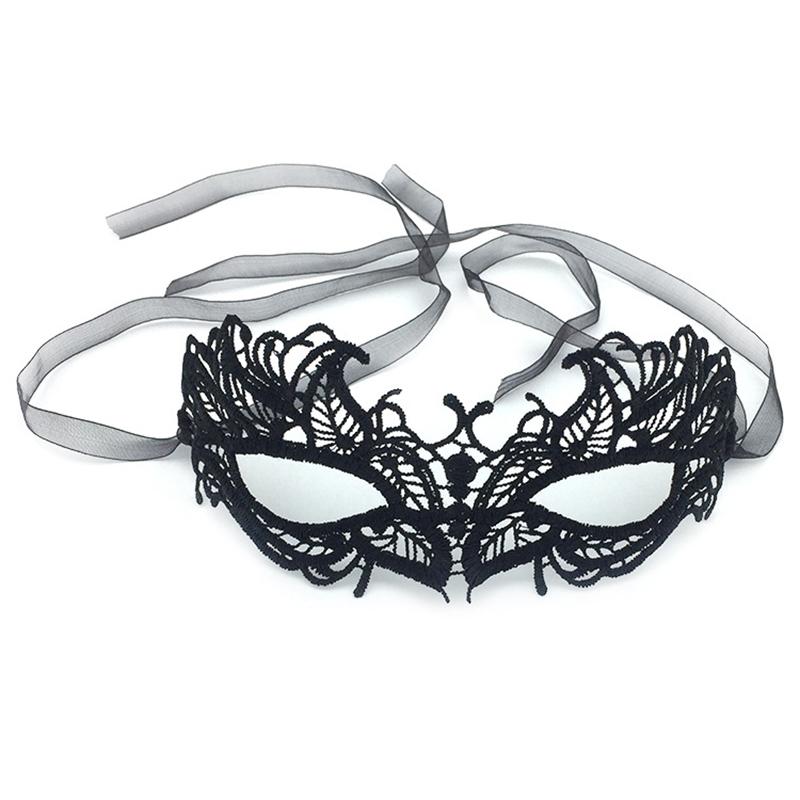 Dámská maska na obličej s dutou krajkou Sexy maska na oči Cosplay Prom Party Props