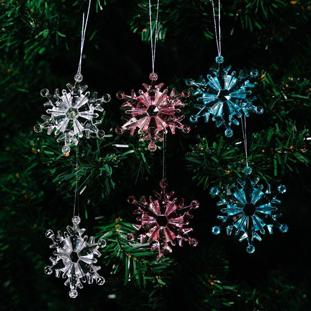 Crystal Snowflake Acrylic Snowflake Pendant Transparent Xmas Tree Ornaments  New Year Celebration