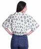 Moomaya Printed Boxy Sleeve Tops For Women V-Neck Elastic WaistA  Kimono Top