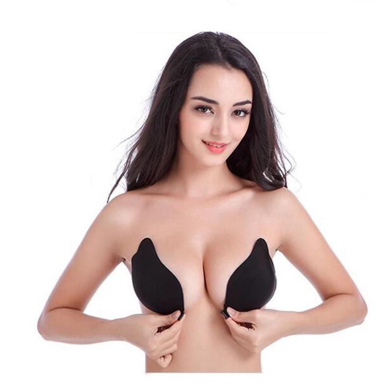 Angel's Wings Silicone Nipple Covers - Invisible Front Buckle Strapless Bra, Breathable & Seamless.