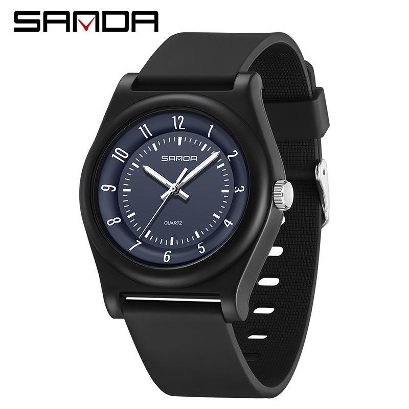 Ceas SANDA Unisex cu Curea de Silicon, Mecanism Quartz, Cadran Mare Luminos și Design Impermeabil