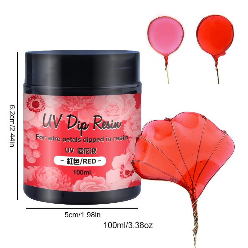 100 мл УФ-клей DIP RESIN для цветка, прозрачный клей, глянцевый, ультрафиолетовое отверждение, изготовление кристаллов, жидкость для изготовления ювелирных изделий