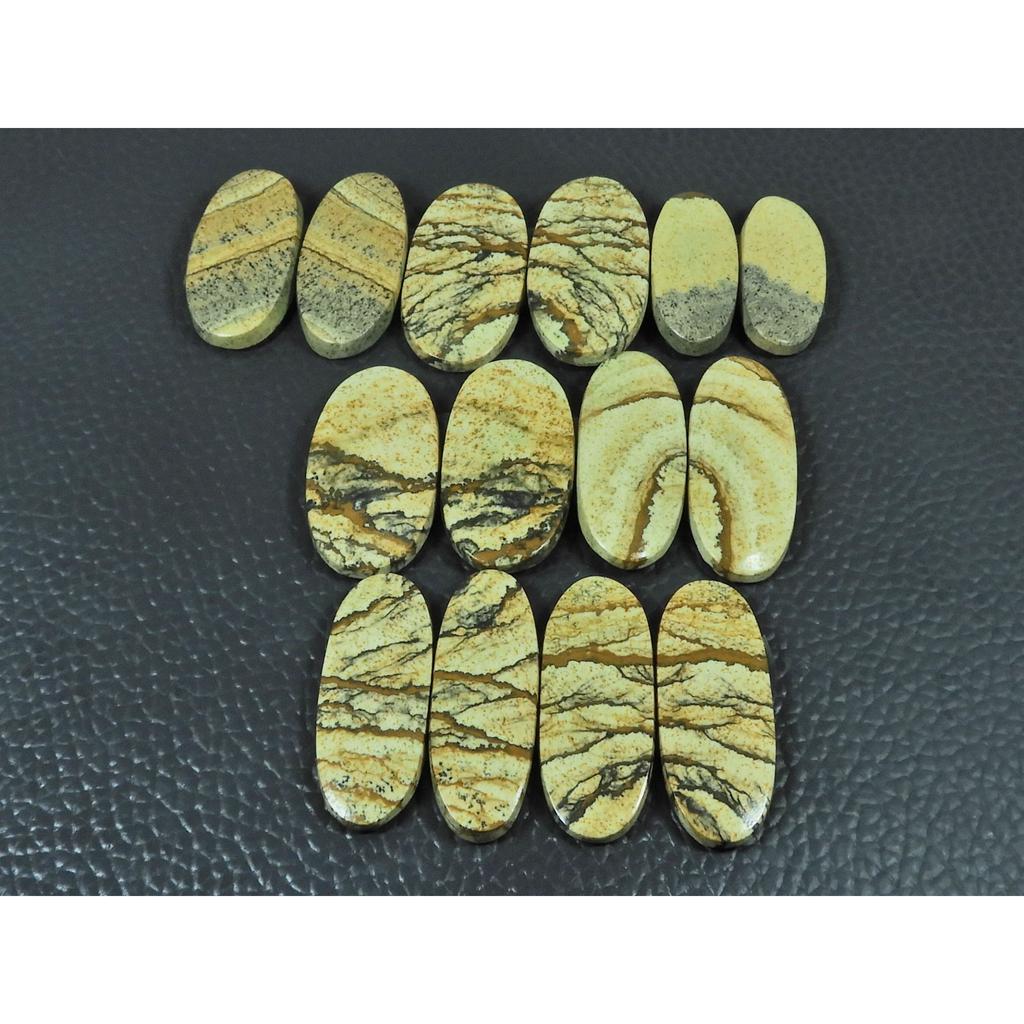 Natural Picture Jasper Matched Pair Oval Cabochon Loose Gemstone 07 Pair Lot C-3385