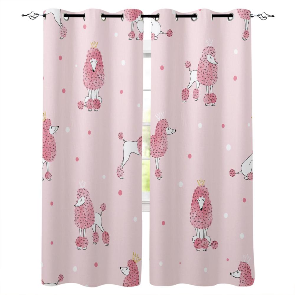 Животное Розовая Собака Милый Пудель Новые Простые Шторы Украшения Дома Шторы Современные — фото 7