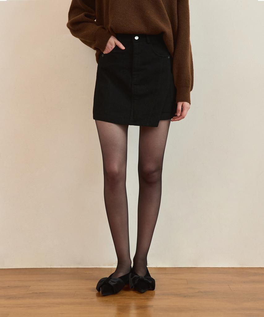 Adowl Unbalanced Cut Mini Skirt - Black